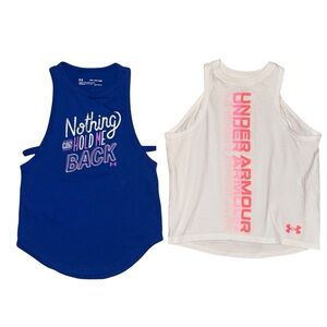 UNDER ARMOUR Heat Gear Girls Youth XS/7 Tank Top Graphic Shirts Lot Loose Fit